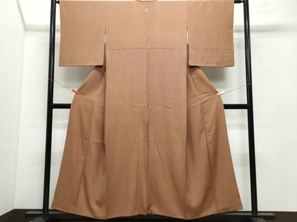 平和屋着物●江戸小紋　万筋　檜皮色×黒茶色　正絹　逸品　CAAW3636vf