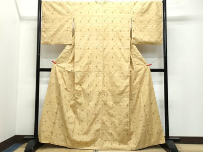 平和屋着物●国指定重要無形文化財　本場久米島紬　手織　十字絣　正絹　逸品　CABF3054ze