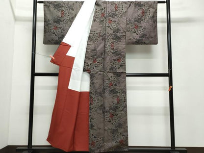 平和屋着物●本場大島紬 7マルキ 扇面草花文 正絹 逸品 CAAW3649vf
