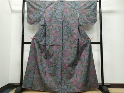 平和屋着物●本場大島紬　7マルキ　草花文　正絹　逸品　未使用　CAAW3662vf