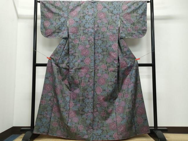 平和屋着物●本場大島紬　7マルキ　草花文　正絹　逸品　未使用　CAAW3662vf