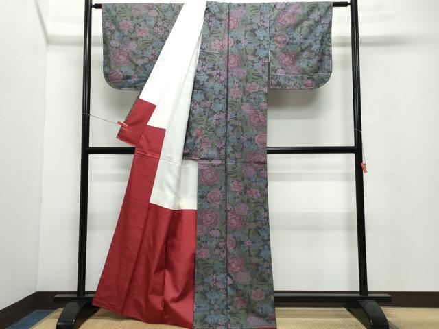 平和屋着物●本場大島紬　7マルキ　草花文　正絹　逸品　未使用　CAAW3662vf