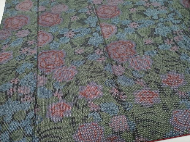 平和屋着物●本場大島紬　7マルキ　草花文　正絹　逸品　未使用　CAAW3662vf