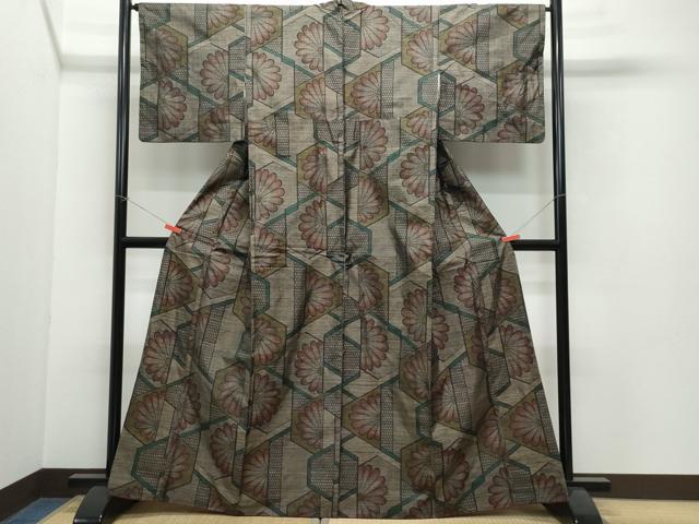 平和屋着物●本場大島紬 9マルキ 吉祥花文 正絹 逸品 CAAW3663vf