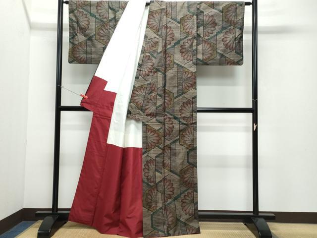 平和屋着物●本場大島紬 9マルキ 吉祥花文 正絹 逸品 CAAW3663vf