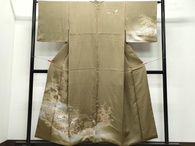 平和屋着物●訪問着 飛鶴流水草花文 金彩 正絹 逸品 CAAW3669vf