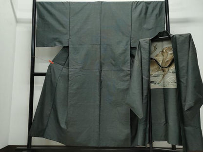 平和屋着物●男性 本場大島紬 アンサンブル 80亀甲 総詰め 正絹 逸品 CAAW3674vf