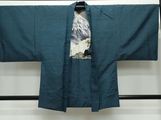 平和屋着物●男性 紬 髭紬羽織セット 百入茶色 正絹 逸品 CAAW3684vf