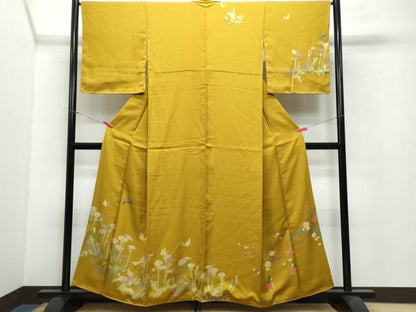 平和屋着物●訪問着 舞蝶人物草花文 金彩 正絹 逸品 CAAW3697vf
