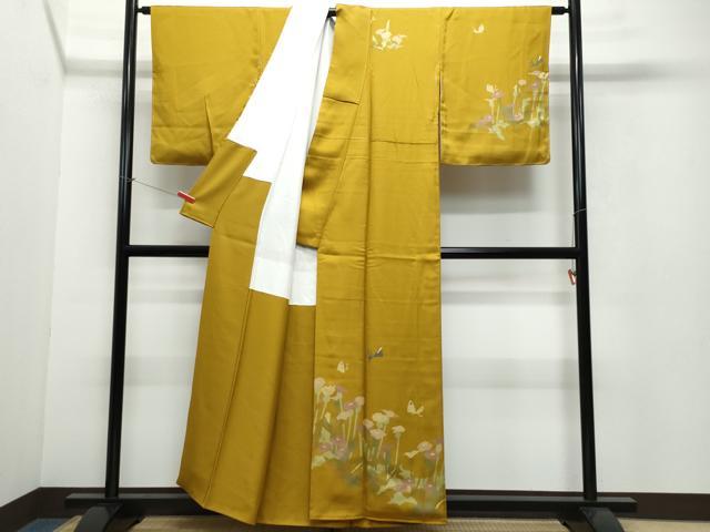 平和屋着物●訪問着 舞蝶人物草花文 金彩 正絹 逸品 CAAW3697vf