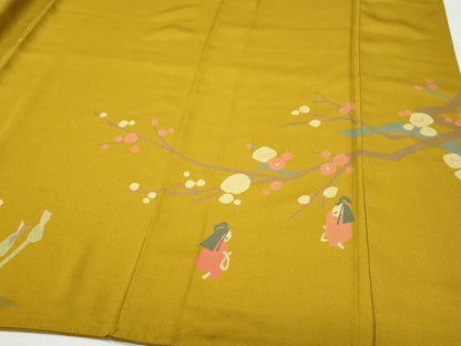 平和屋着物●訪問着 舞蝶人物草花文 金彩 正絹 逸品 CAAW3697vf