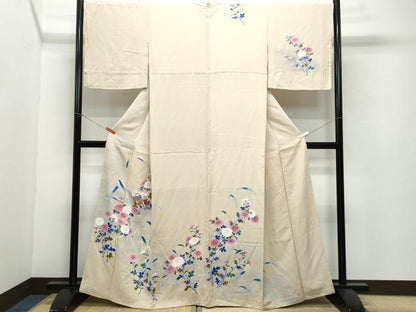 平和屋着物●訪問着 流水鴛鴦草花文 正絹 逸品 CAAW3704vf