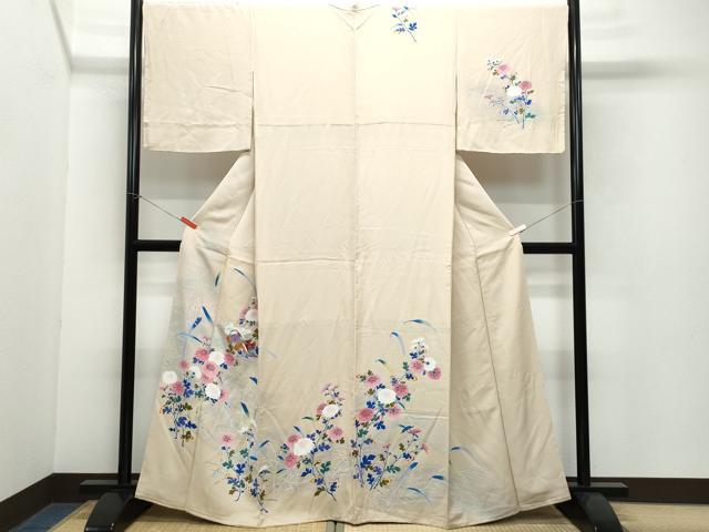 平和屋着物●訪問着 流水鴛鴦草花文 正絹 逸品 CAAW3704vf