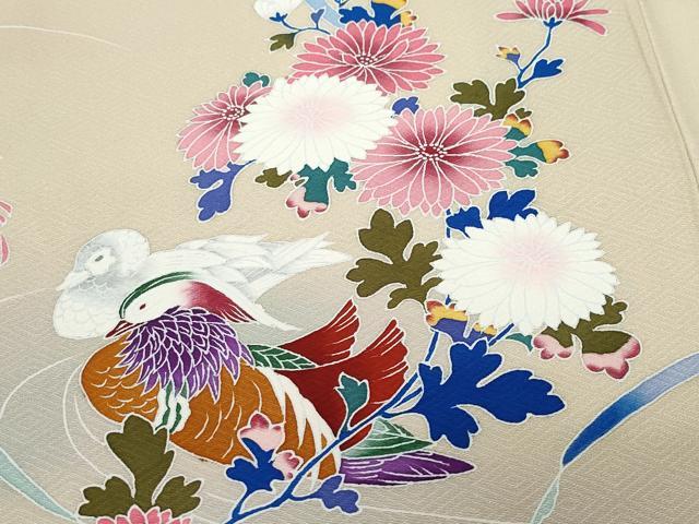 平和屋着物●訪問着 流水鴛鴦草花文 正絹 逸品 CAAW3704vf