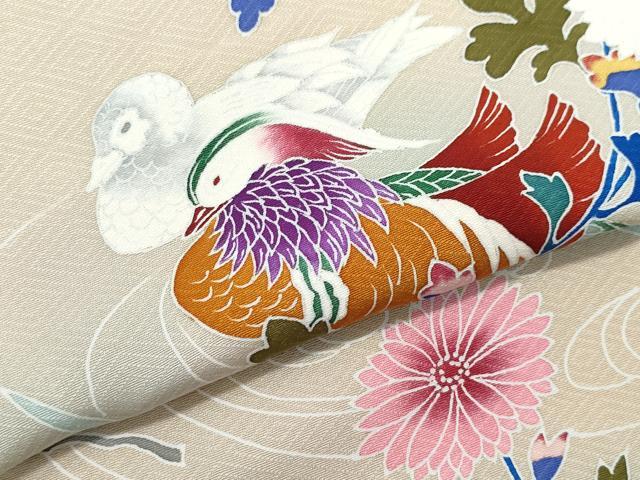 平和屋着物●訪問着 流水鴛鴦草花文 正絹 逸品 CAAW3704vf