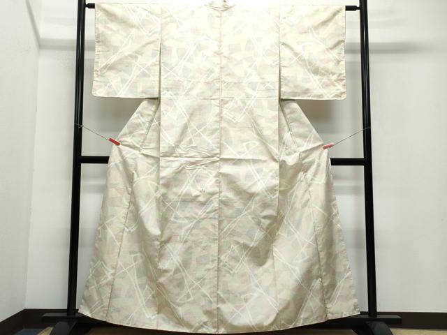 平和屋着物●上質な紬 幾何学文様 正絹 逸品 CAAW3711vf