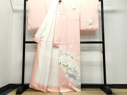 平和屋着物●訪問着　刺繍　草花文　正絹　逸品　CAAW3717vf