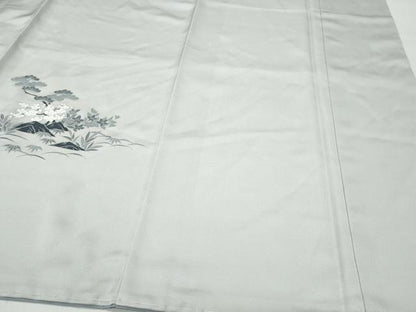 平和屋着物●訪問着 風景渡り橋草花文 暈し染め 銀彩 正絹 逸品 CAAW3720vf