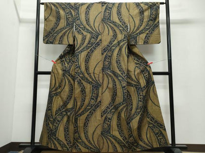 平和屋着物●上質な紬 花唐草文 正絹 逸品 CAAW3732vf