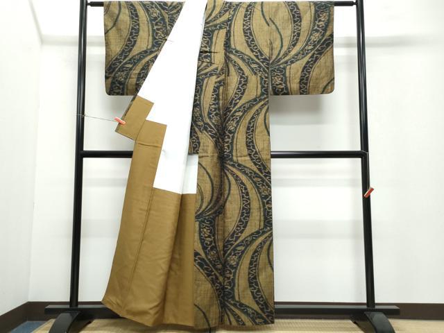 平和屋着物●上質な紬 花唐草文 正絹 逸品 CAAW3732vf