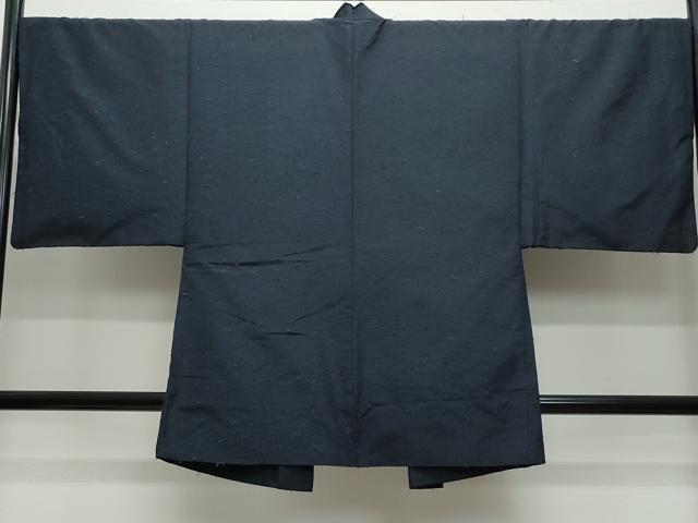 平和屋着物●男性　紬　髭紬羽織セット　濃紺色　正絹　逸品　CAAW3744vf