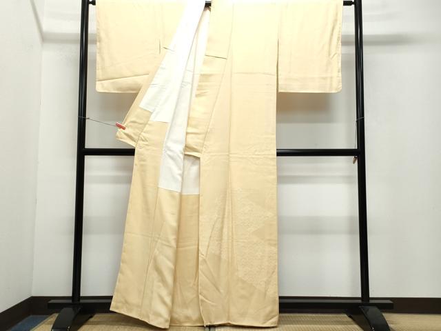 平和屋着物●色留袖 色無地 青海波地紋 淡香色 正絹 逸品 CAAW3747vf