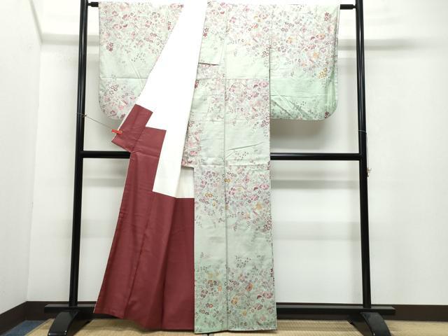 平和屋着物●上質な紬 更紗花鳥唐草文 正絹 逸品 CAAW3780vf