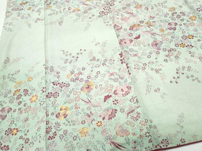 平和屋着物●上質な紬 更紗花鳥唐草文 正絹 逸品 CAAW3780vf