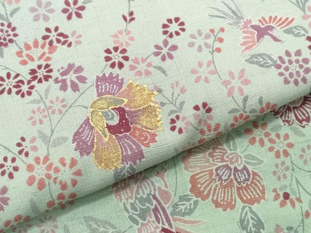 平和屋着物●上質な紬 更紗花鳥唐草文 正絹 逸品 CAAW3780vf