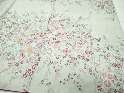 平和屋着物●上質な紬 更紗花鳥唐草文 正絹 逸品 CAAW3780vf