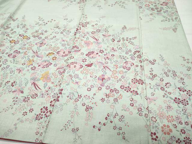 平和屋着物●上質な紬 更紗花鳥唐草文 正絹 逸品 CAAW3780vf