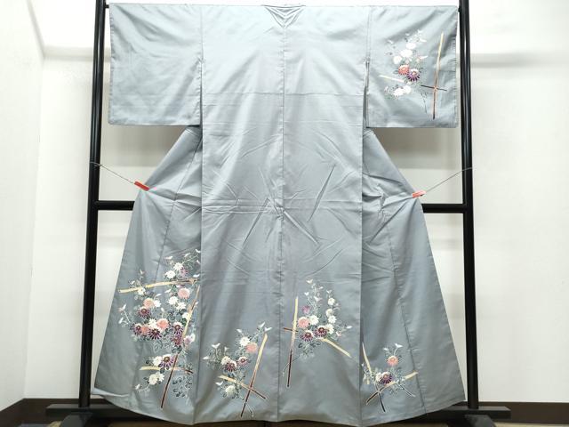 平和屋着物●訪問着 本場染大島紬 草花文 金彩 正絹 逸品 CAAW3785vf
