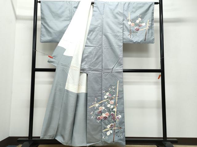 平和屋着物●訪問着 本場染大島紬 草花文 金彩 正絹 逸品 CAAW3785vf