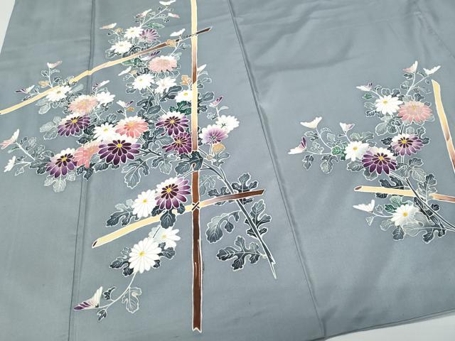 平和屋着物●訪問着 本場染大島紬 草花文 金彩 正絹 逸品 CAAW3785vf