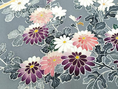 平和屋着物●訪問着 本場染大島紬 草花文 金彩 正絹 逸品 CAAW3785vf
