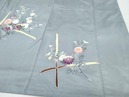 平和屋着物●訪問着 本場染大島紬 草花文 金彩 正絹 逸品 CAAW3785vf