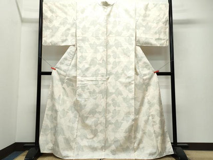 平和屋着物●本場大島紬　白大島　舞蝶文　正絹　逸品　CABF3214ut