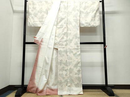 平和屋着物●本場大島紬　白大島　舞蝶文　正絹　逸品　CABF3214ut