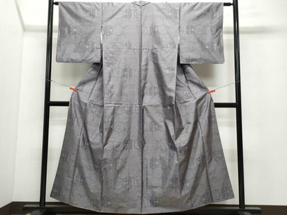 平和屋着物●上質な紬　亀甲花文　正絹　逸品　CAAW3798vf