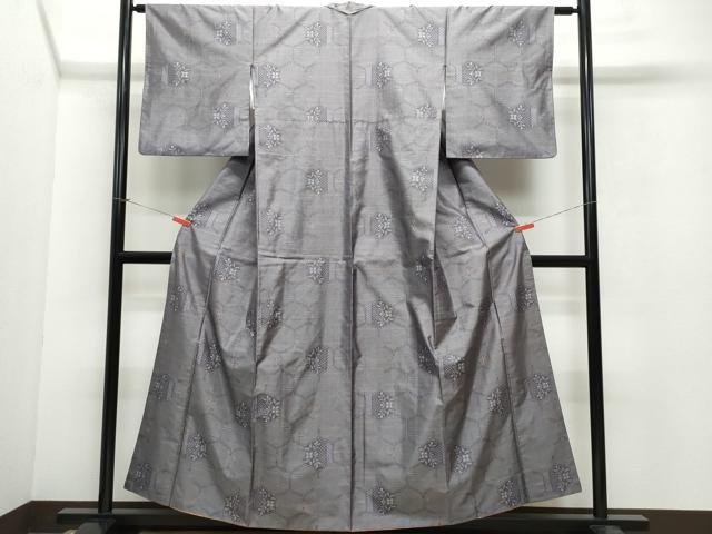 平和屋着物●上質な紬　亀甲花文　正絹　逸品　CAAW3798vf