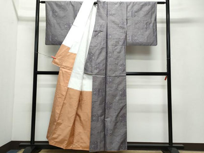 平和屋着物●上質な紬　亀甲花文　正絹　逸品　CAAW3798vf