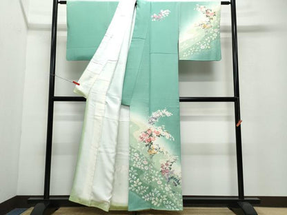 平和屋着物●訪問着 絞り 草花文 暈し染め 正絹 逸品 CAAW3830vf