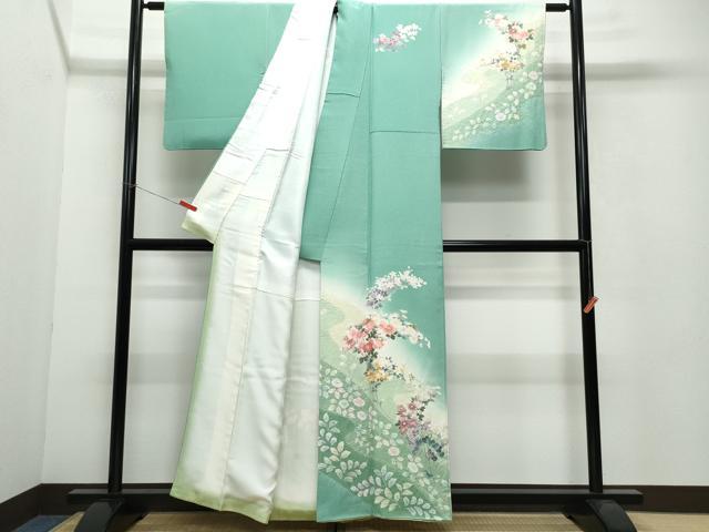 平和屋着物●訪問着 絞り 草花文 暈し染め 正絹 逸品 CAAW3830vf