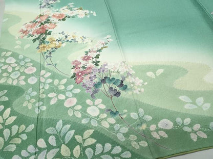 平和屋着物●訪問着 絞り 草花文 暈し染め 正絹 逸品 CAAW3830vf