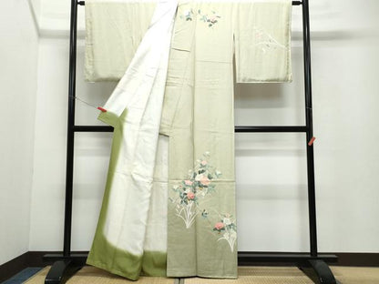 平和屋着物●訪問着 友禅 草花文 たたき染め 正絹 逸品 CAAW3840vf
