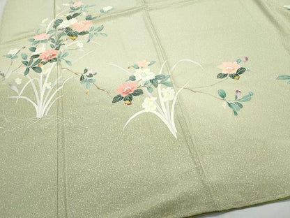平和屋着物●訪問着 友禅 草花文 たたき染め 正絹 逸品 CAAW3840vf