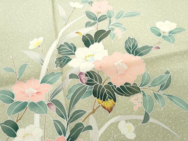 平和屋着物●訪問着 友禅 草花文 たたき染め 正絹 逸品 CAAW3840vf
