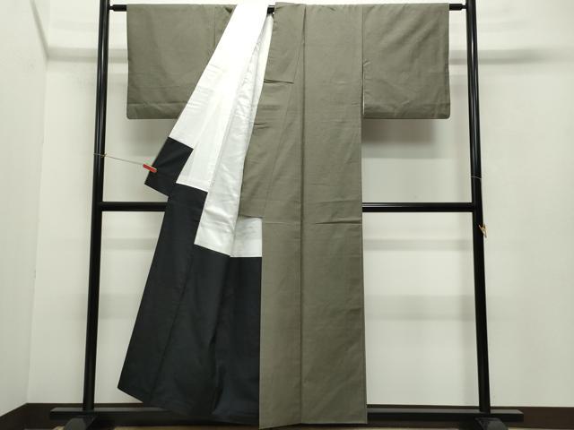 平和屋着物●上質な紬 色無地 江戸鼠色 正絹 逸品 CAAW3843vf