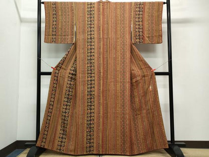 平和屋着物●訪問着　作家物　型染め　成り物　吉祥文　鬼しぼ縮緬　正絹　逸品　CAAW3847vf