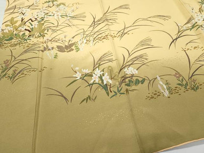 平和屋着物●訪問着　作家物　草花文　金彩　正絹　逸品　CAAW3861vf